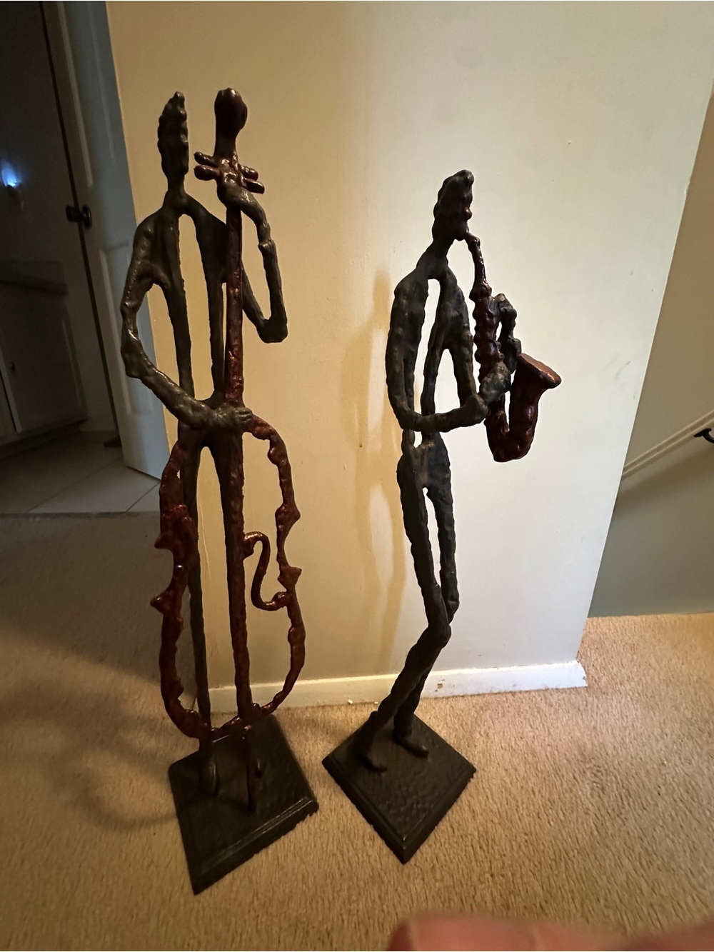 Pair of Mid-20th Century Jazz Musician Sculptures in the Style of Giacometti
